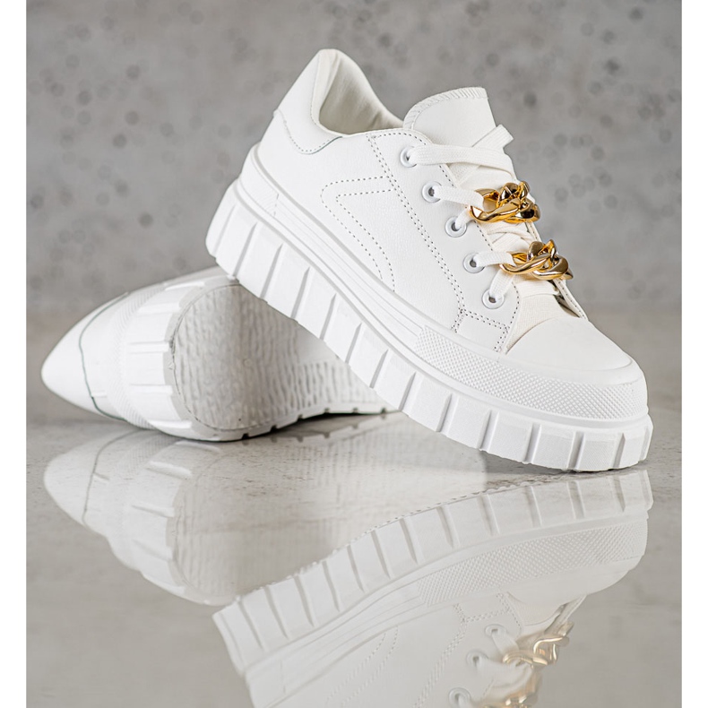 SHELOVET Sneakers med modekedja vit 1