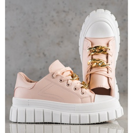 SHELOVET Sneakers med modekedja rosa 1