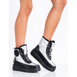 SHELOVET Silver snöskor på plattformen vit svart 1