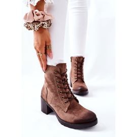 Vinceza Kängor för kvinnor på en klack varm mocka Beige Dunaff brun 1