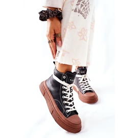 Kvinnors högisolerade sneakers GOE II2N4033 Svart brun 1