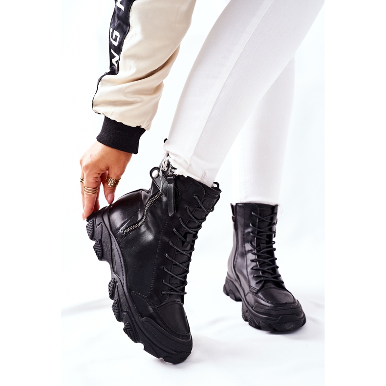 Läderstövlar för kvinnor GOE II2N4031 Svart 1