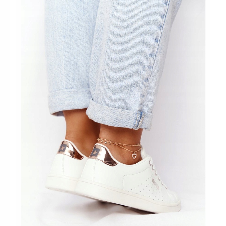 Damskor i läder Big Star DD274583 Vit-koppar 2