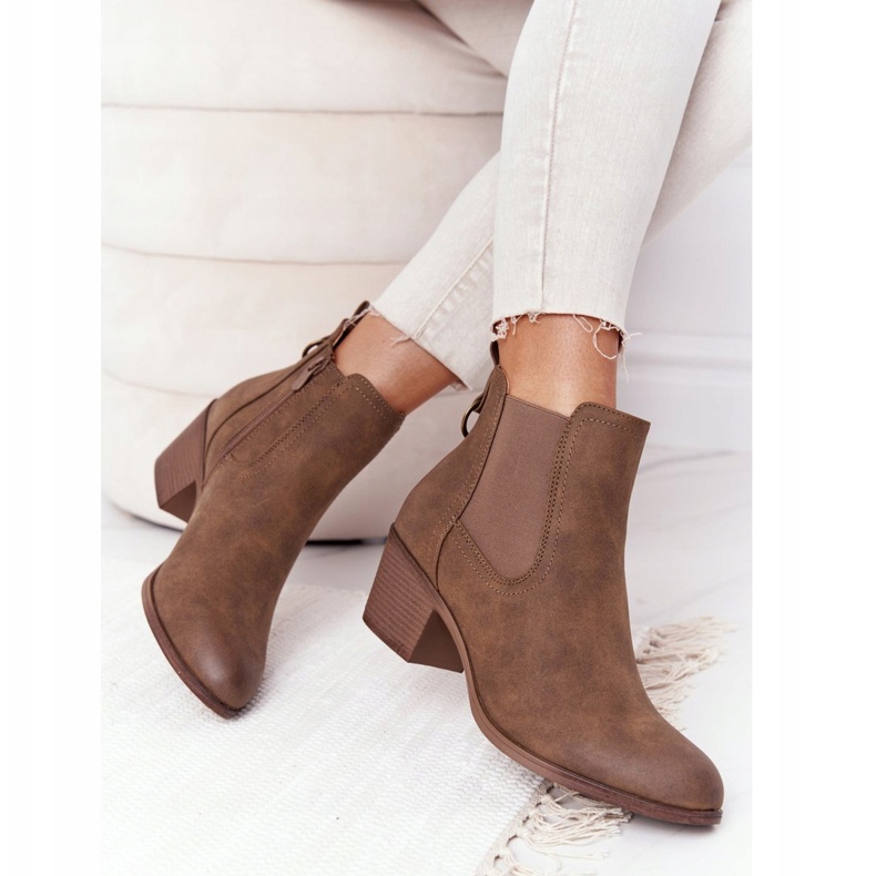 PJ1 Varma stövlar för kvinnor Jodhpur Heel 20Y8014-6 brun 3