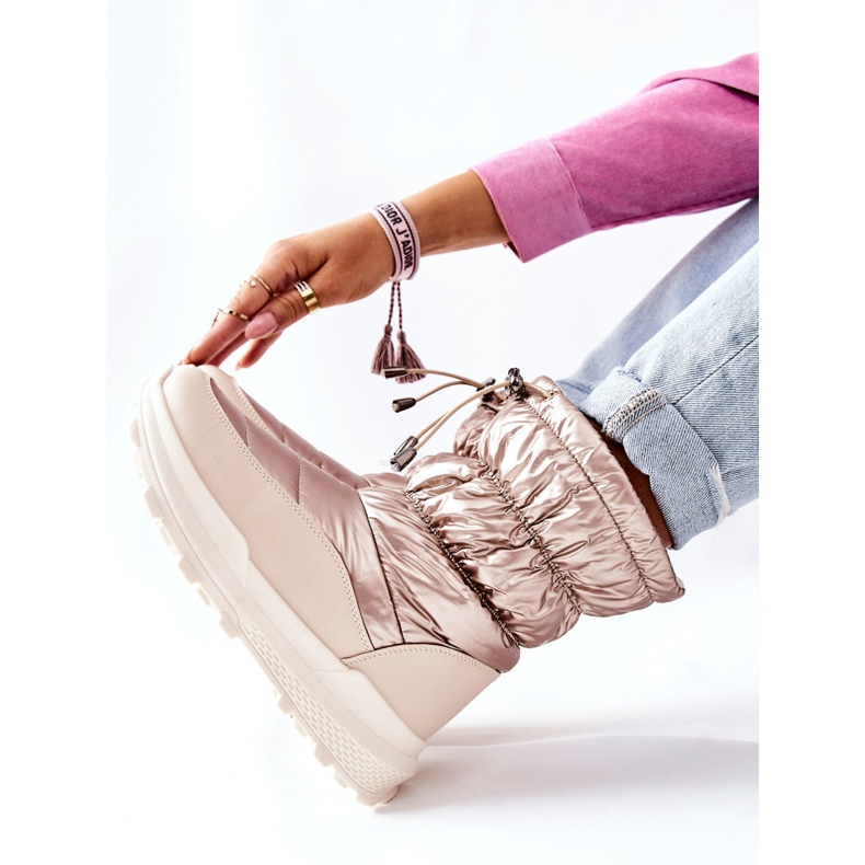 Varma snöstövlar för kvinnor med en gyllene stjärnskänkel dragkedja 2