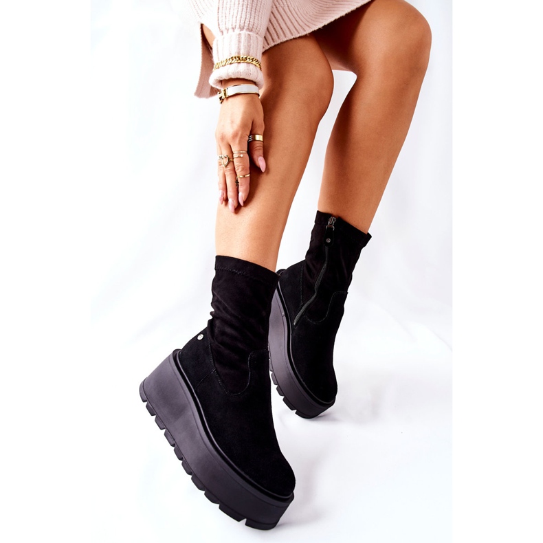 Mocka stövlar på Maciejka svart 05319-01 plattform 2