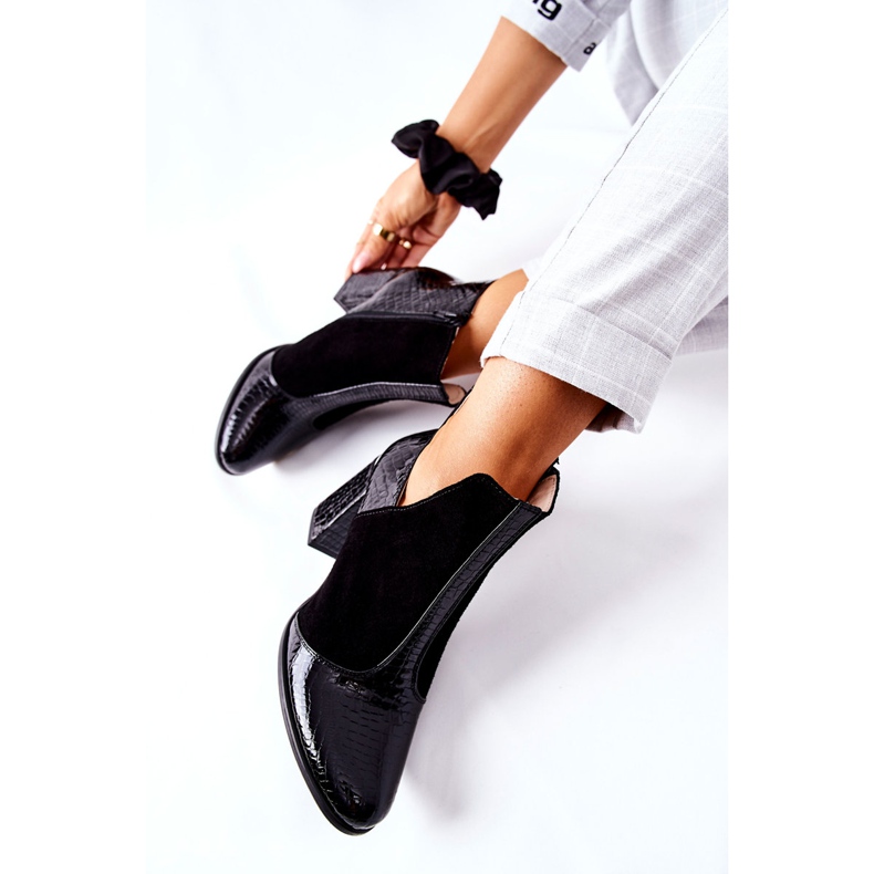 PA2 Kvinnors läderskor på en häl Svart önskar jag 2