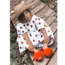 FR1 Barns gummi tofflor med pälsröd Skylar 4