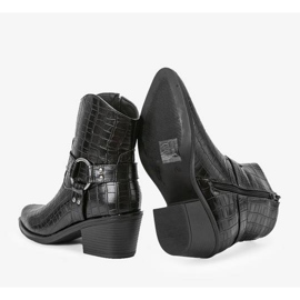 Svarta cowboystövlar med krokodilmönster Lav 1