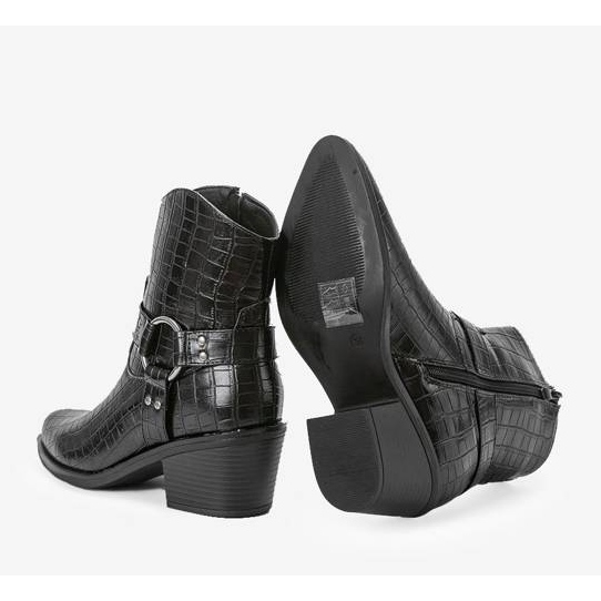 Svarta cowboystövlar med krokodilmönster Lav 1