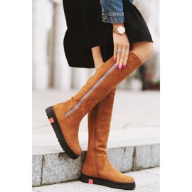 Kamel platt dekorerade stövlar Liana brun 1