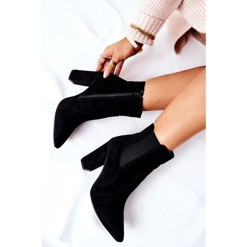 PG1 Kängor i mocka för kvinnor på en häl Svart Kastren 1