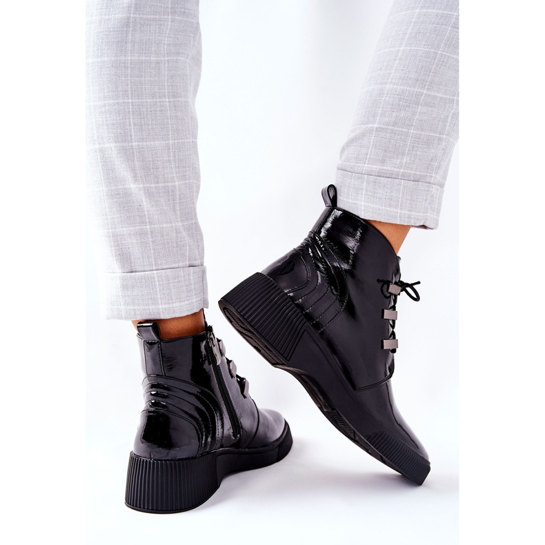 S.Barski Svarta Vica lackerade arbetsstövlar 2