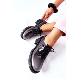 S.Barski Lackade, bundna svart-grå Mosa-skor 2