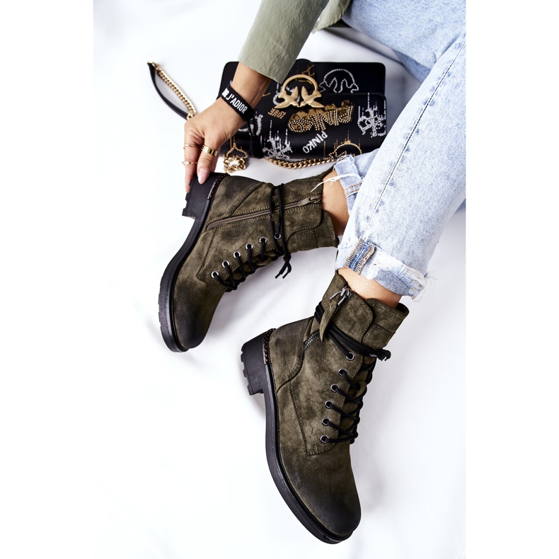 PE1 High Worker -stövlar med gröna Maisa -dragkedjor 1