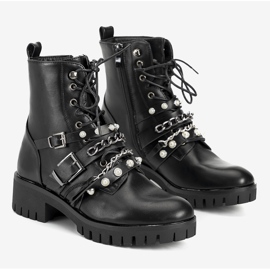 Svarta vandringsskor för damer med Faubert -kedjor 1