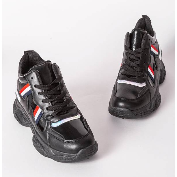 Svarta fula skor på tjocka Lexisulor mångfärgad 1