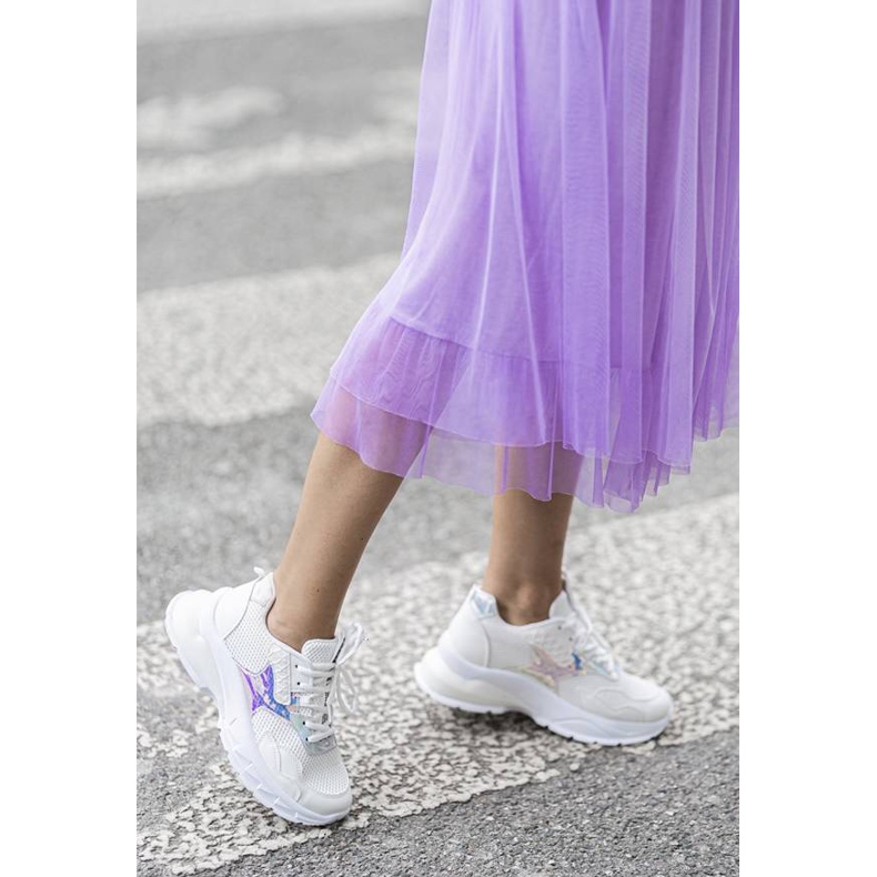 Moderna flickas vita sneakers grå 1