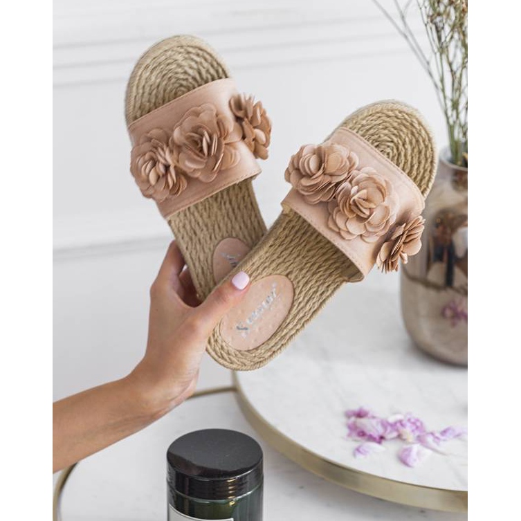 Beige Sun Sparrow tofflor för kvinnor rosa 1