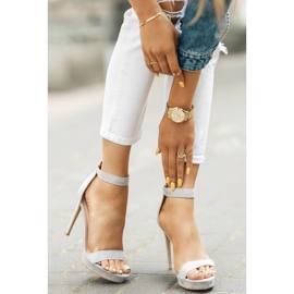 Grå sandaler på en hög klack Be My Baby rosa 1