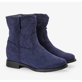 Marinblå stövlar på en täckt Buenna kilklack 2