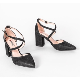 Svarta pumpar på Shine -stolpen silver- 1