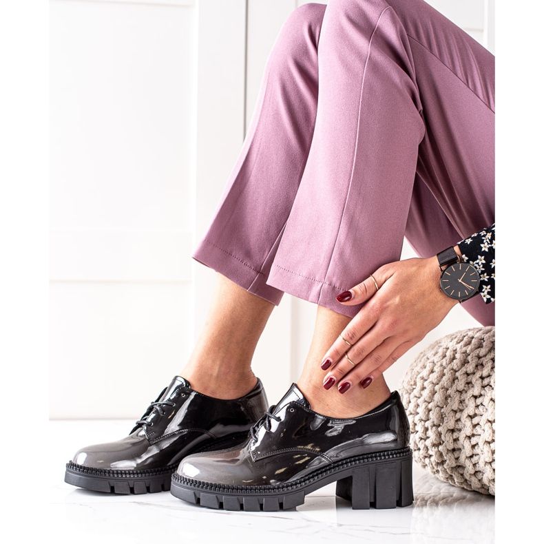 S. BARSKI Lackerade skor S.BARSKI svart grå 1