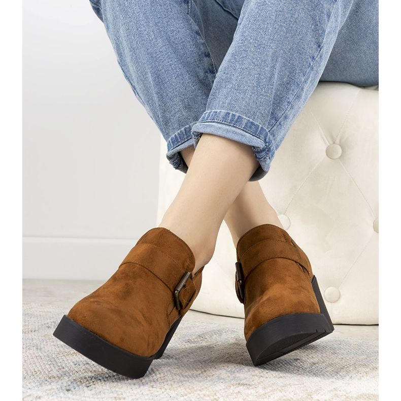 Kamelskor på Leonie -inlägget brun 1