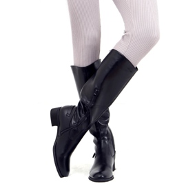 Svarta ridstövlar för kvinnor BH311 Black Pu 1