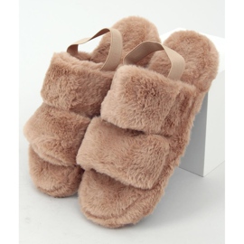 Dam päls tofflor mörk beige N-92 brun 1