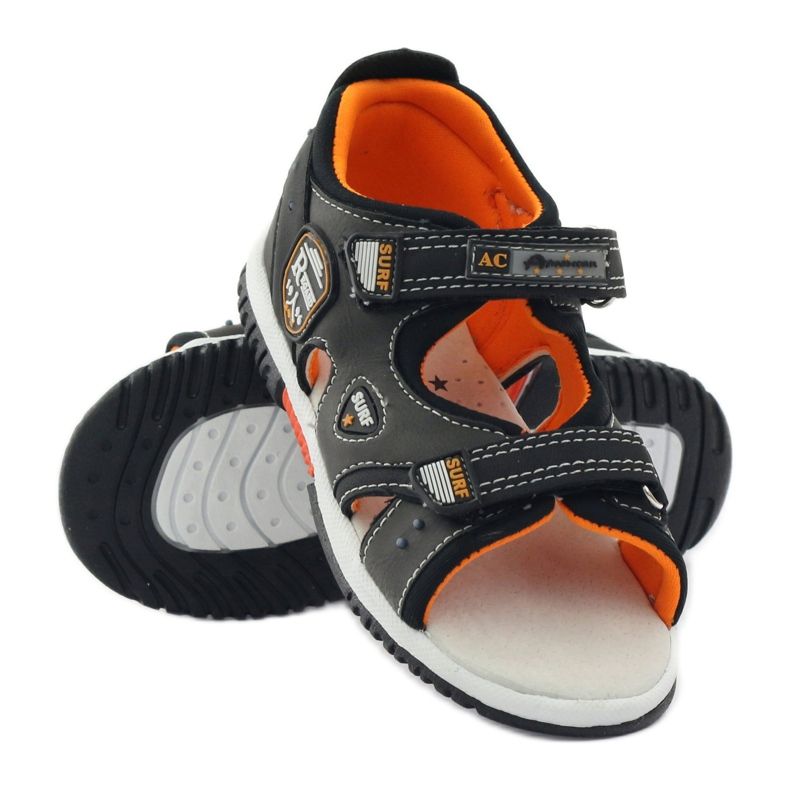 American Club Sandaler med klack American 86948 grå orange 3