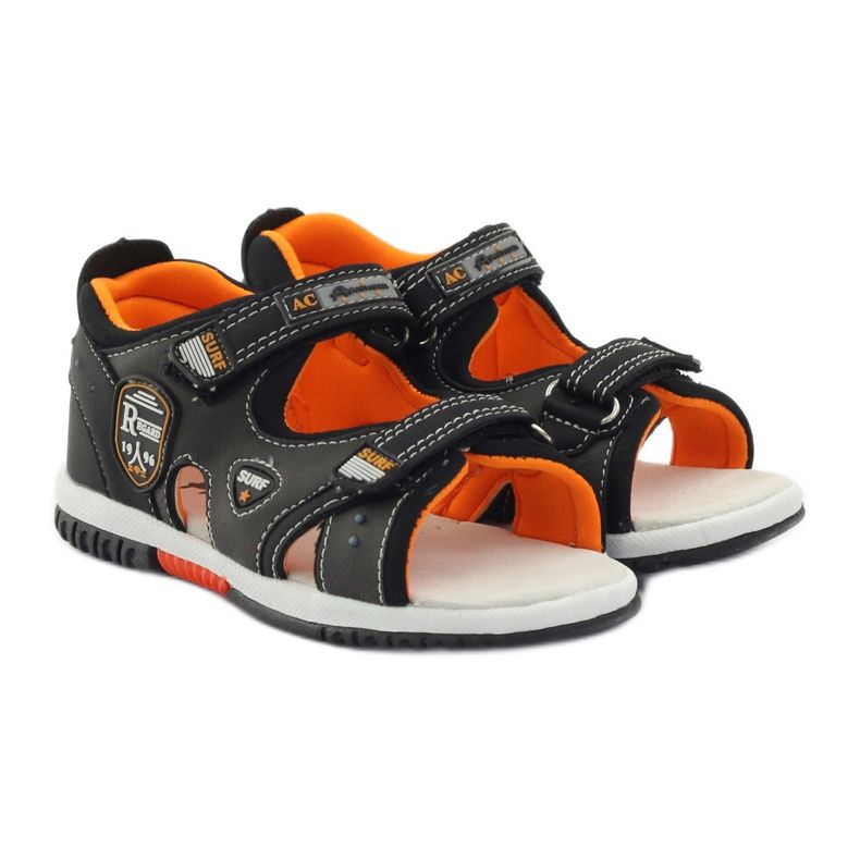 American Club Sandaler med klack American 86948 grå orange 4