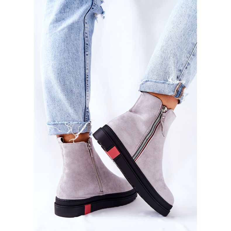 PS1 Suede Booties Jodhpur -stövlar på den grå Nessa -plattformen 2
