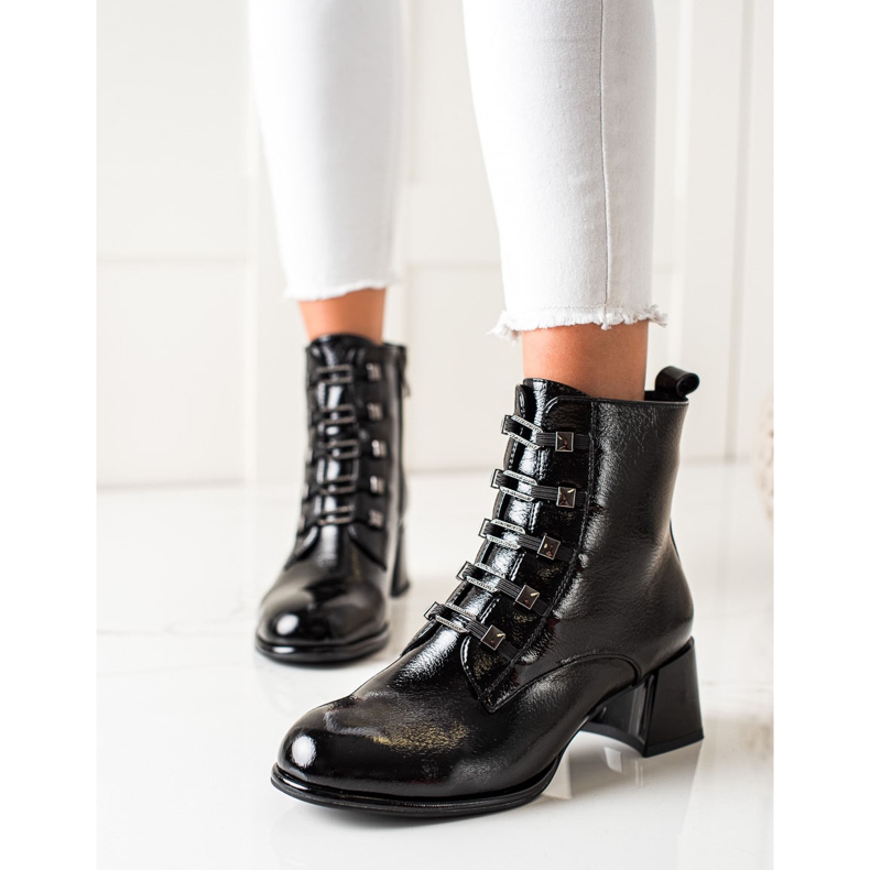 S. BARSKI Bekväma högklackade stövlar svart 1