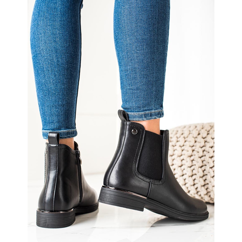 Sergio Leone Klassiska svarta stövlar med dragkedja 1