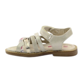 American Club American Sandals Girls för kardborrband 15079 Beige/Gold 2