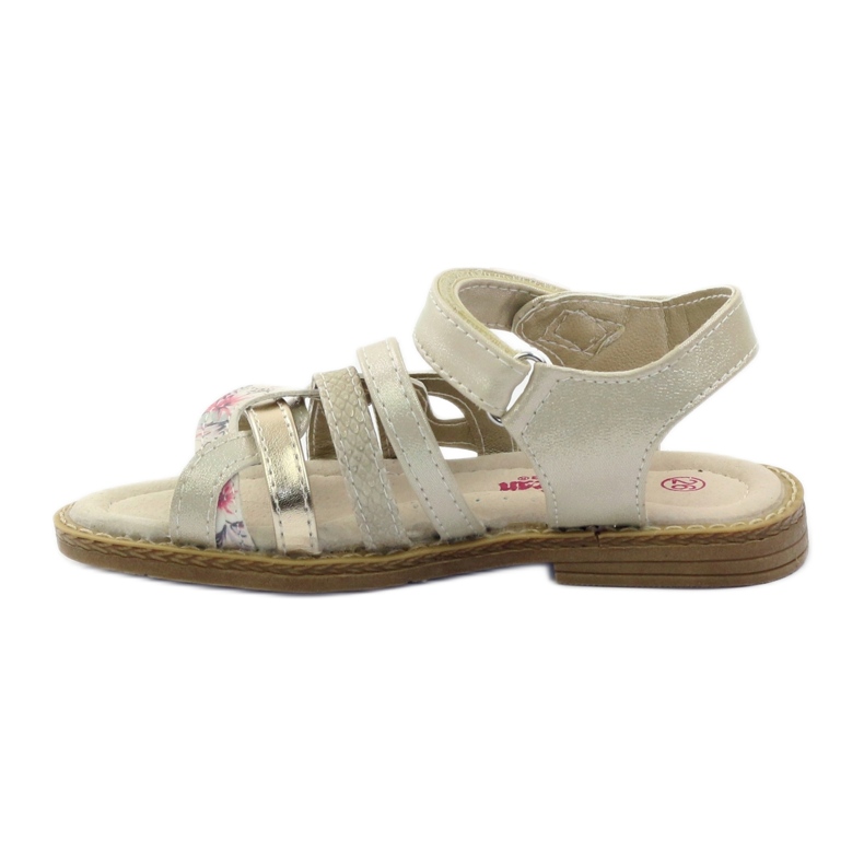 American Club American Sandals Girls för kardborrband 15079 Beige/Gold 2