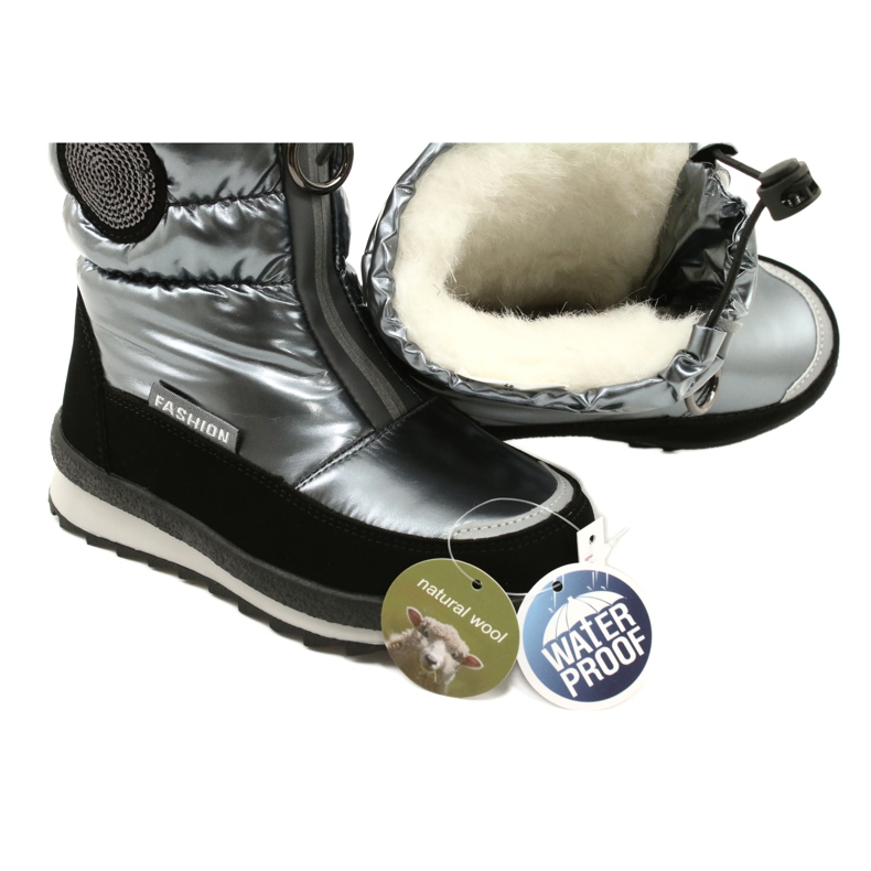 Evento Snowboots Knähöga stövlar för barn Miss❤E 21DZ23-4324 Grå svart silver- 8