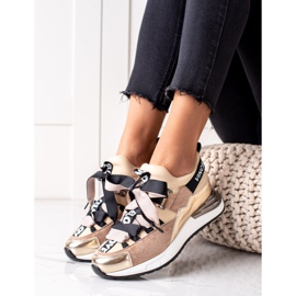 Sneakers knutna med VINCEZA -band brun 2