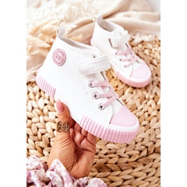 Barnhöga sneakers med kardborreband Big Star II374014 Vit rosa 8