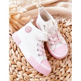 Barnhöga sneakers med kardborreband Big Star II374014 Vit rosa 7