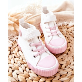 Barnhöga sneakers med kardborreband Big Star II374014 Vit rosa 3