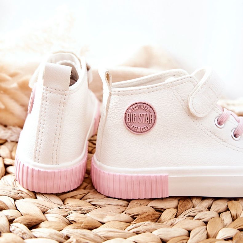 Barnhöga sneakers med kardborreband Big Star II374014 Vit rosa 1