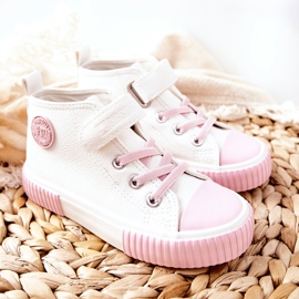 Barnhöga sneakers med kardborreband Big Star II374014 Vit rosa 2