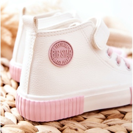 Barnhöga sneakers med kardborreband Big Star II374014 Vit rosa 4