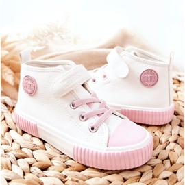 Barnhöga sneakers med kardborreband Big Star II374014 Vit rosa 6