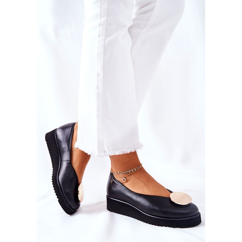 Ballerina skor på plattformen Maciejka svart 5315B-01 1