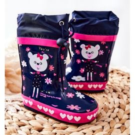 Barns gummi galoscher Navy Blue Zinstina's Bear marinblå 2