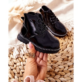 PA1 Läderbarnstövlar Lackade svarta Maris 2