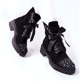 Suede Boots Workery Lewski Shoes Tied 3069 Black svart 2